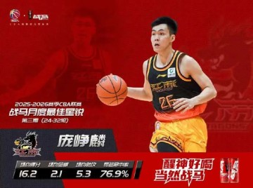 hth华体会-CBA官方：庞峥麟获本赛季CBA联赛第三期月度最佳星锐球员